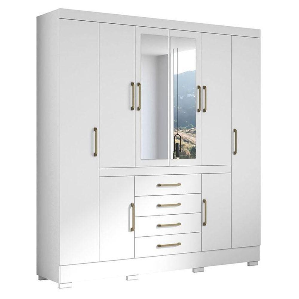 Guarda Roupa Casal Nápole 2045149 Branco Brilho - Aramóveis