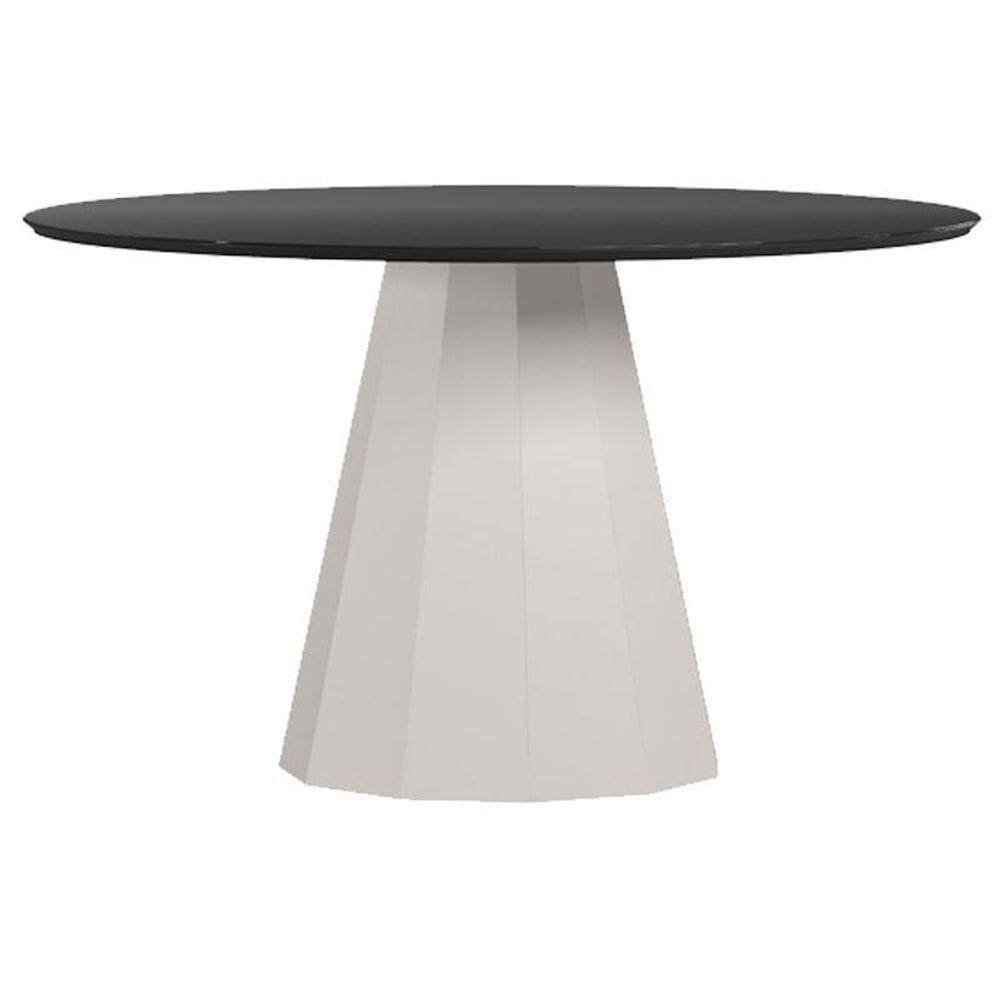 Mesa De Jantar 135x135 Cm Isis Com Vidro Off White Preto – New Ceval