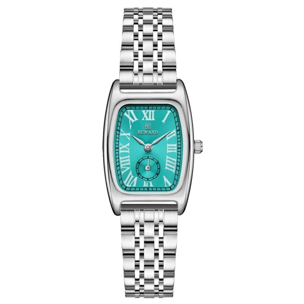 Relógio Feminino Vintage Pulseira Em Aço Mostrador Elegante Casual à Prova D´agua Azul Prata