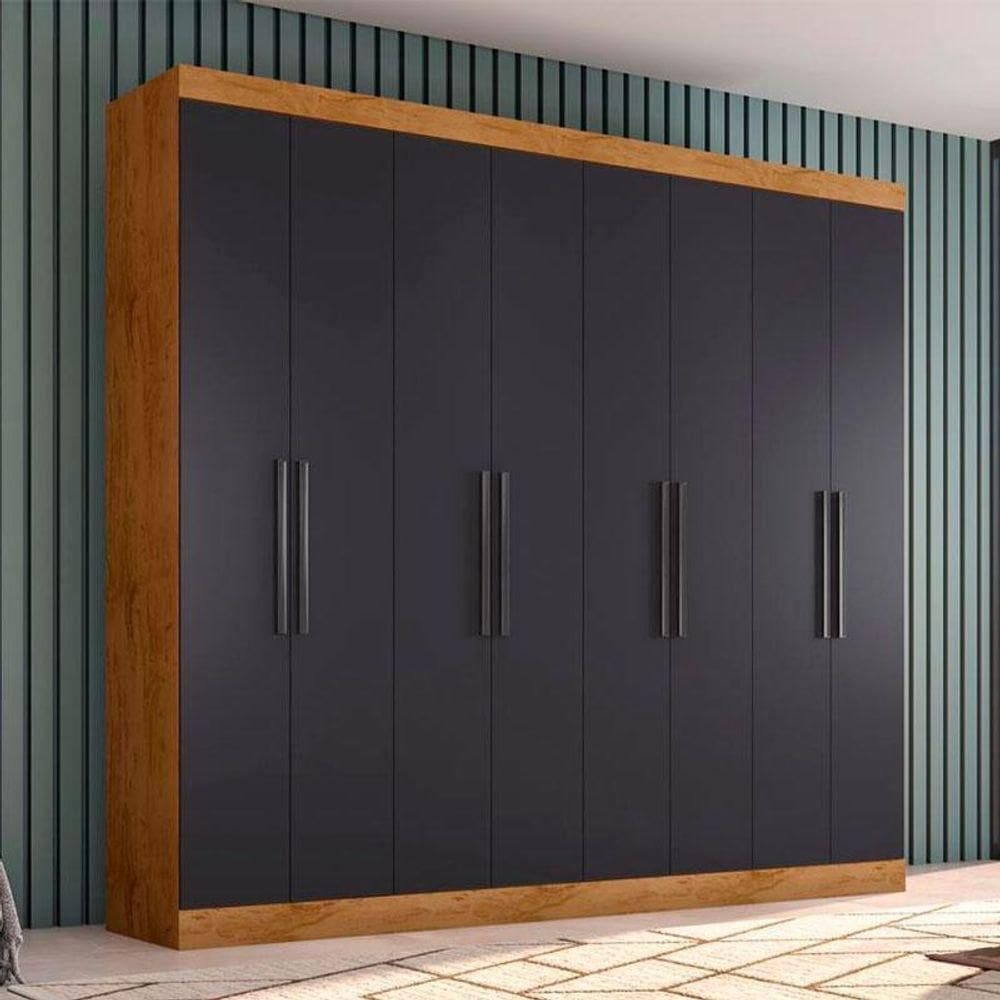 Guarda Roupa Casal Ambiente 1684 Freijó Carbono - Araplac