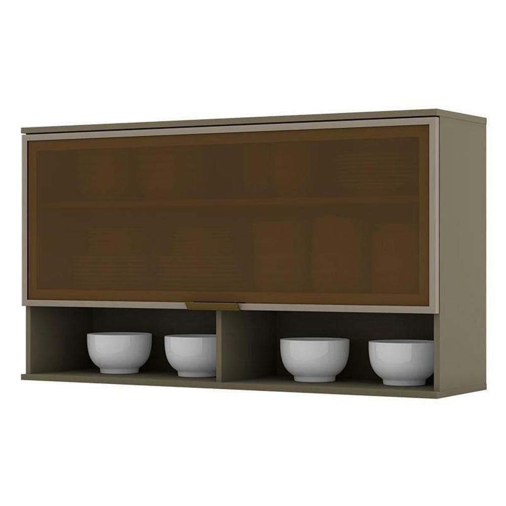 Armário Aéreo Connect 1 Porta Basculante De Vidro 120 Cm Duna – Henn