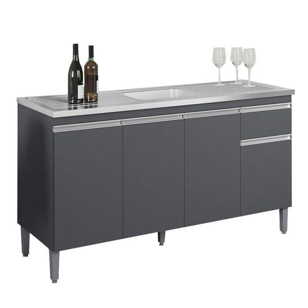 Balcão De Pia Tatiane 150 Cm Cinza Fosco - Ajl