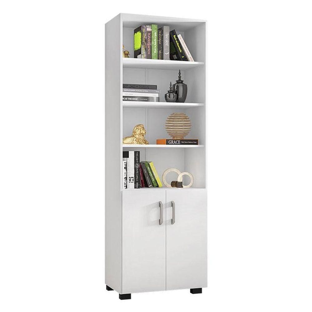 Livreiro Office Com Portas Pequenas Branco Trama - Móveis Leão