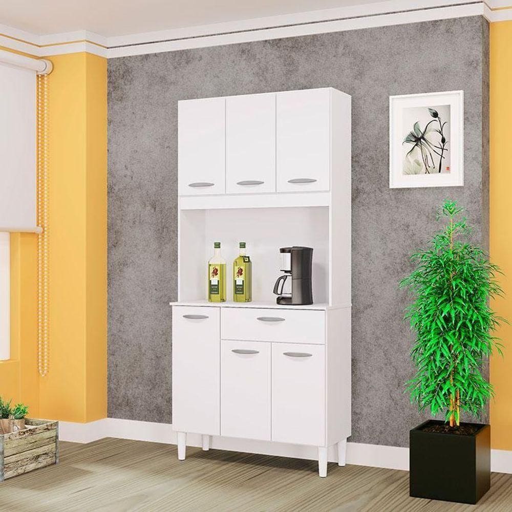Cozinha Ambiente Kit Cassia 6 Portas Branco - Poquema