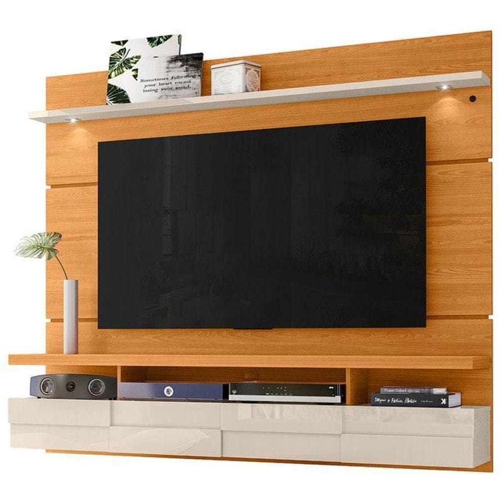Estante Home Theater Suspenso Lana Cinamomo Off White – Madetec