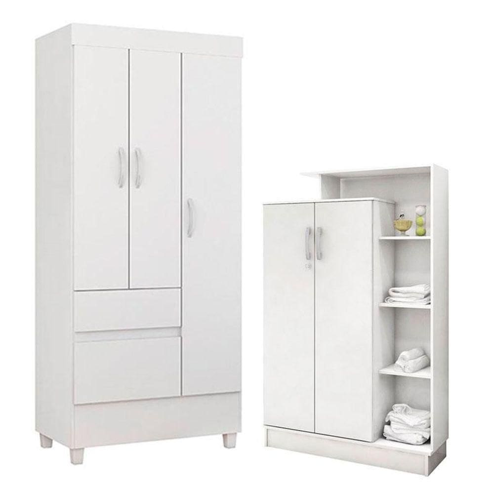 Guarda Roupa Infantil E Armário Multiuso Elite Branco Brilho - Demóbile
