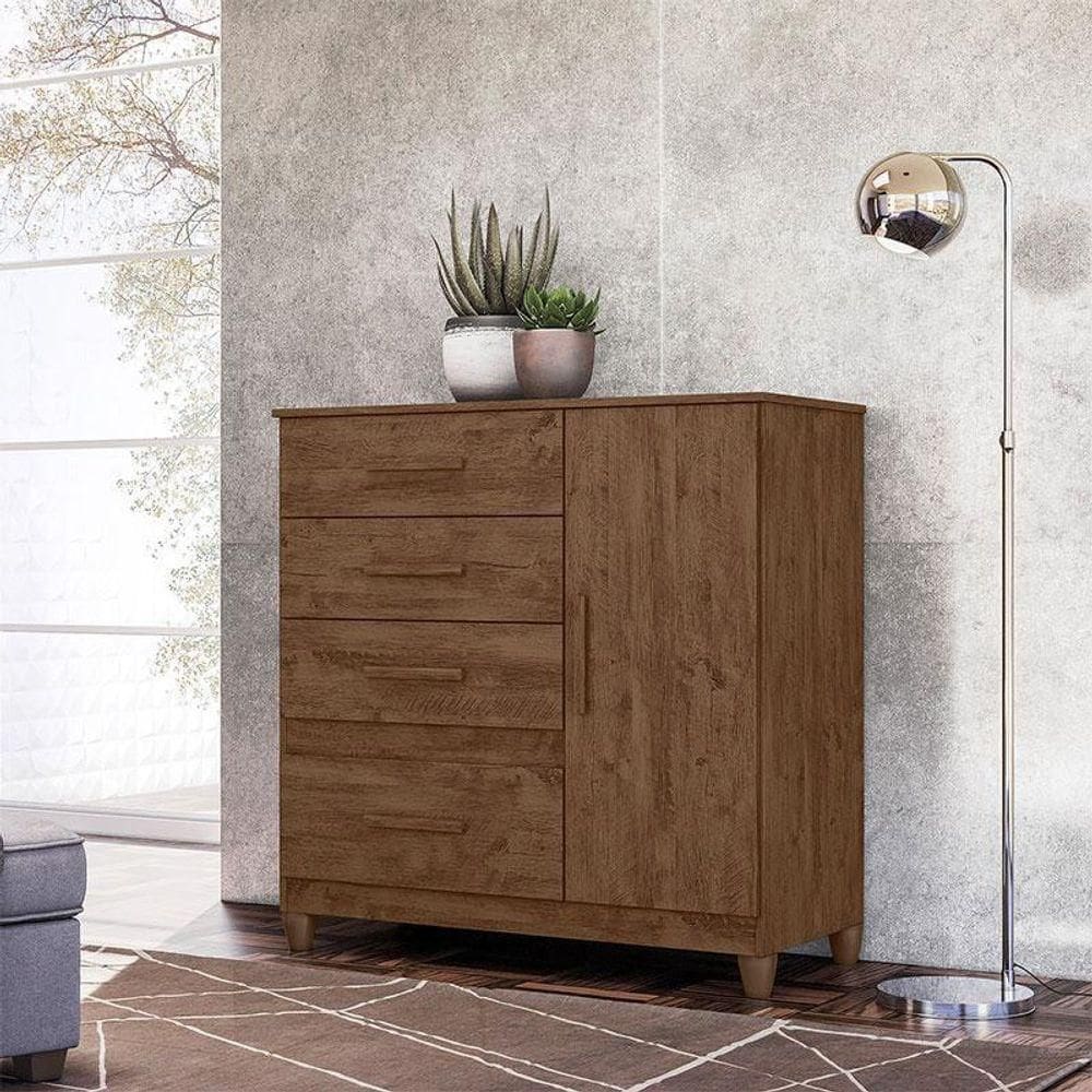 Cômoda Sapateira Ambiente Vênus Castanho Wood Com Pés - Moval