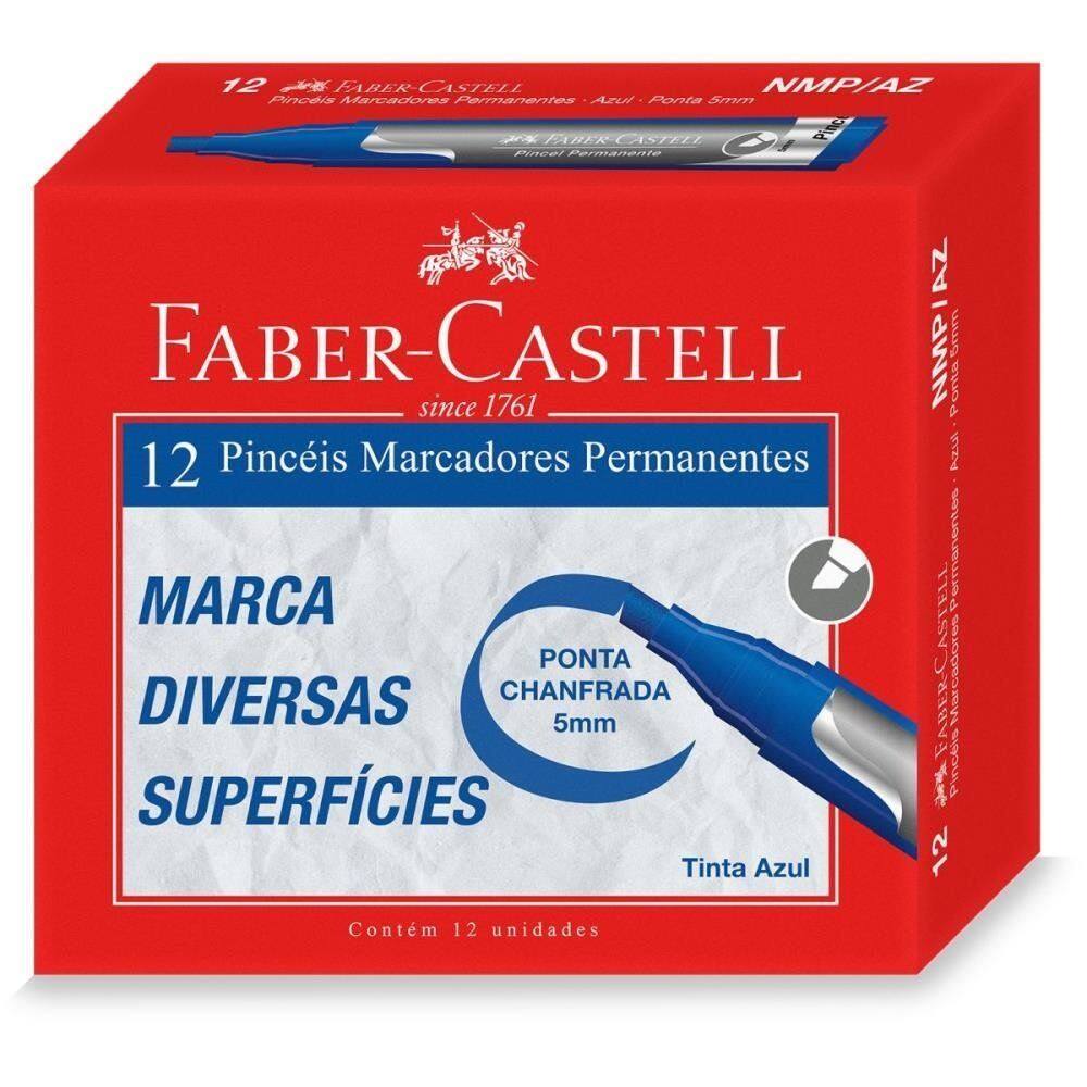 Pincel Marcador Permanente Azul 12 unid - Faber-Castell