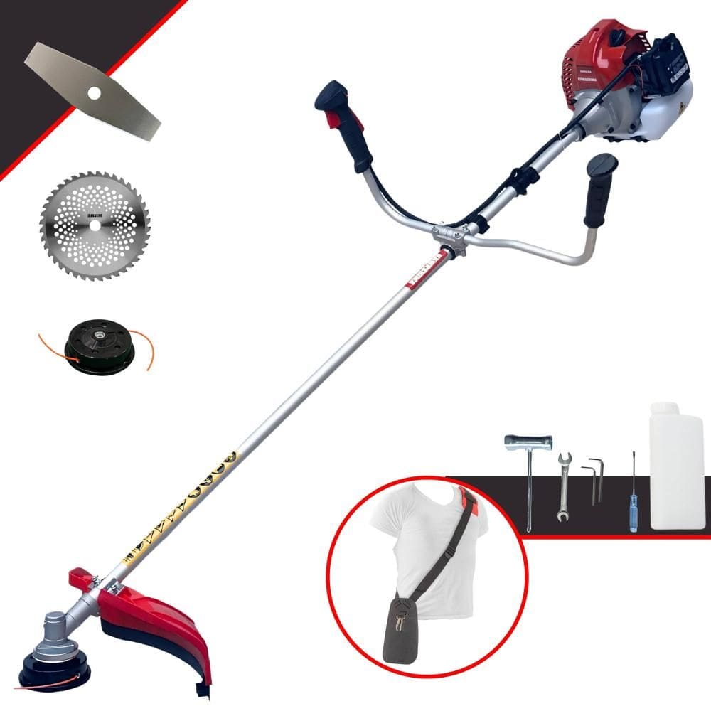 Roçadeira Robusta Kawashima BCJ431L À Gasolina 2 Tempos 43cc 1,7HP 10.000rpm 3 Opções de Corte Com Lâmina Facão + Lâmina 40 Dentes + Carretel de Nylon