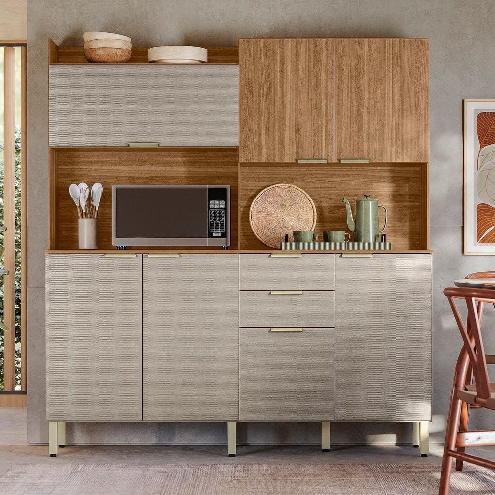 Cozinha Compacta Pitaya Amêndola Touch Nude Prime TX Demóbile
