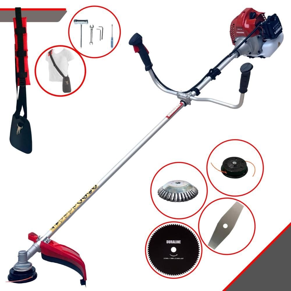 Roçadeira Lateral Completa Kawashima BCJ431L Motor 2T 43cc 10000rpm 1,7HP de Potência Com Carretel e Faca 2 Pontas + Faca 80 Dentes + Escova de Aço