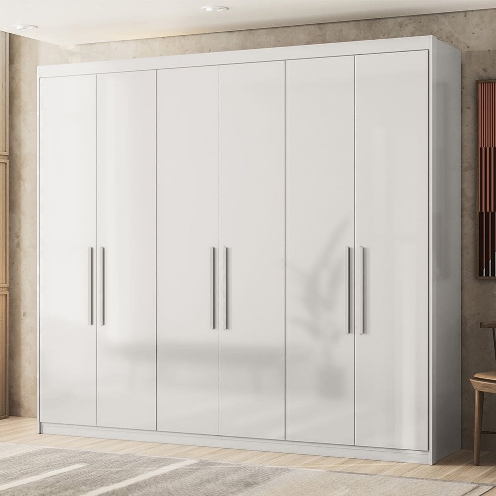 Guarda Roupa Roupeiro Casal 06 Portas Venice Branco Demóbile