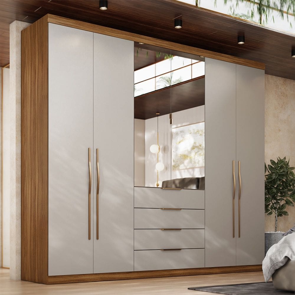 Guarda Roupa Roupeiro Casal 06 Portas Giardino Amêndola Touch Nude Prime TX Demóbile