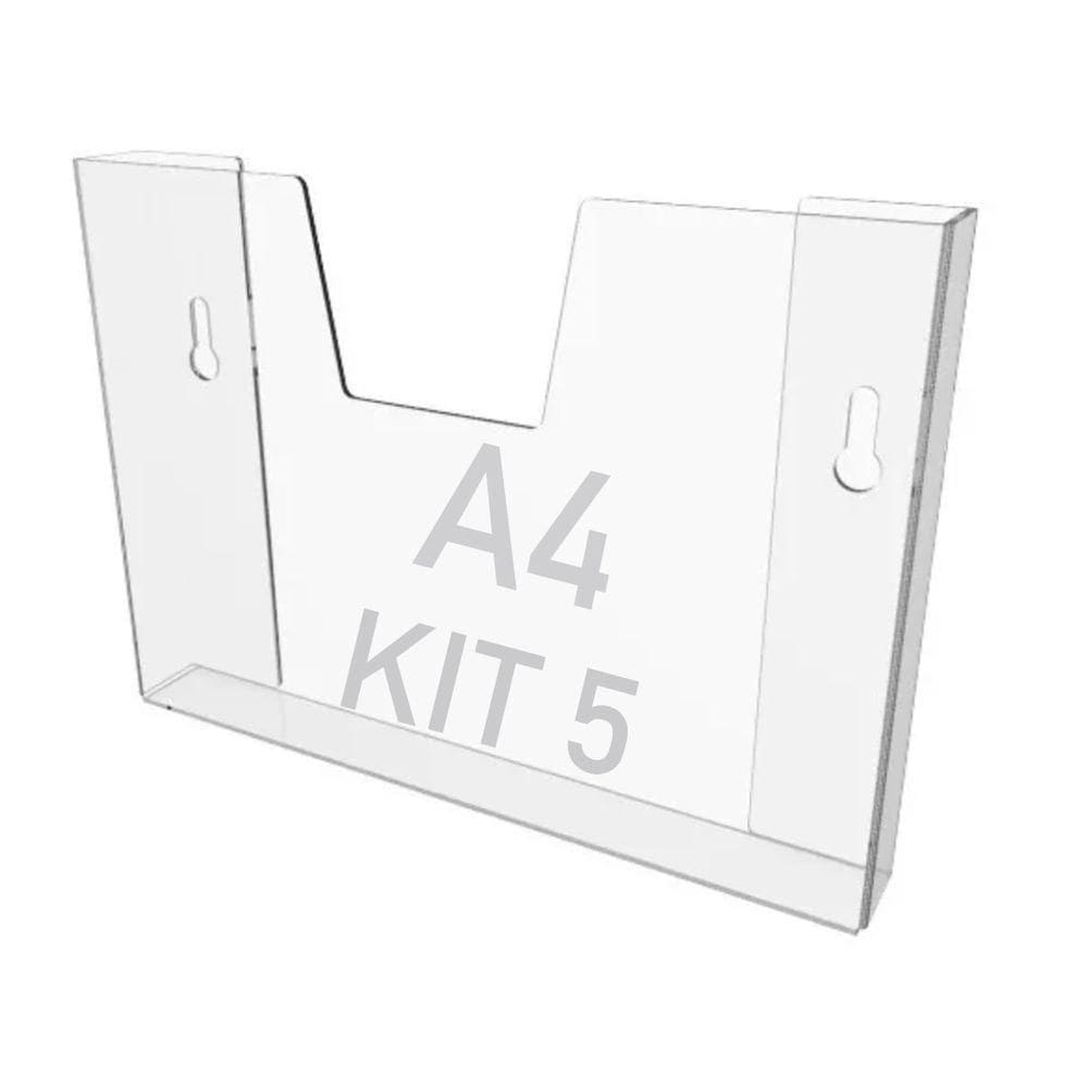 Kit 5 Displays Porta Folha Parede A4 Acrílico Ps Horizontal