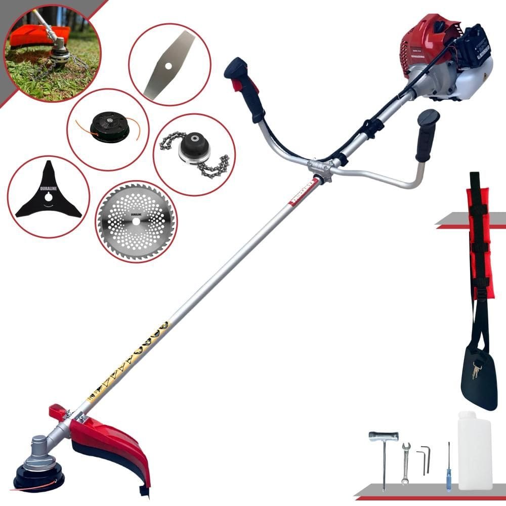 Roçadeira À Gasolina Kawashima BCJ431-L 43cc 1,7HP 10.000rpm Alta Performance Com Cabeçote Nylon + Facas 2 Pontas, 3 Pontas, 40 Dentes Vídea e Trimmer