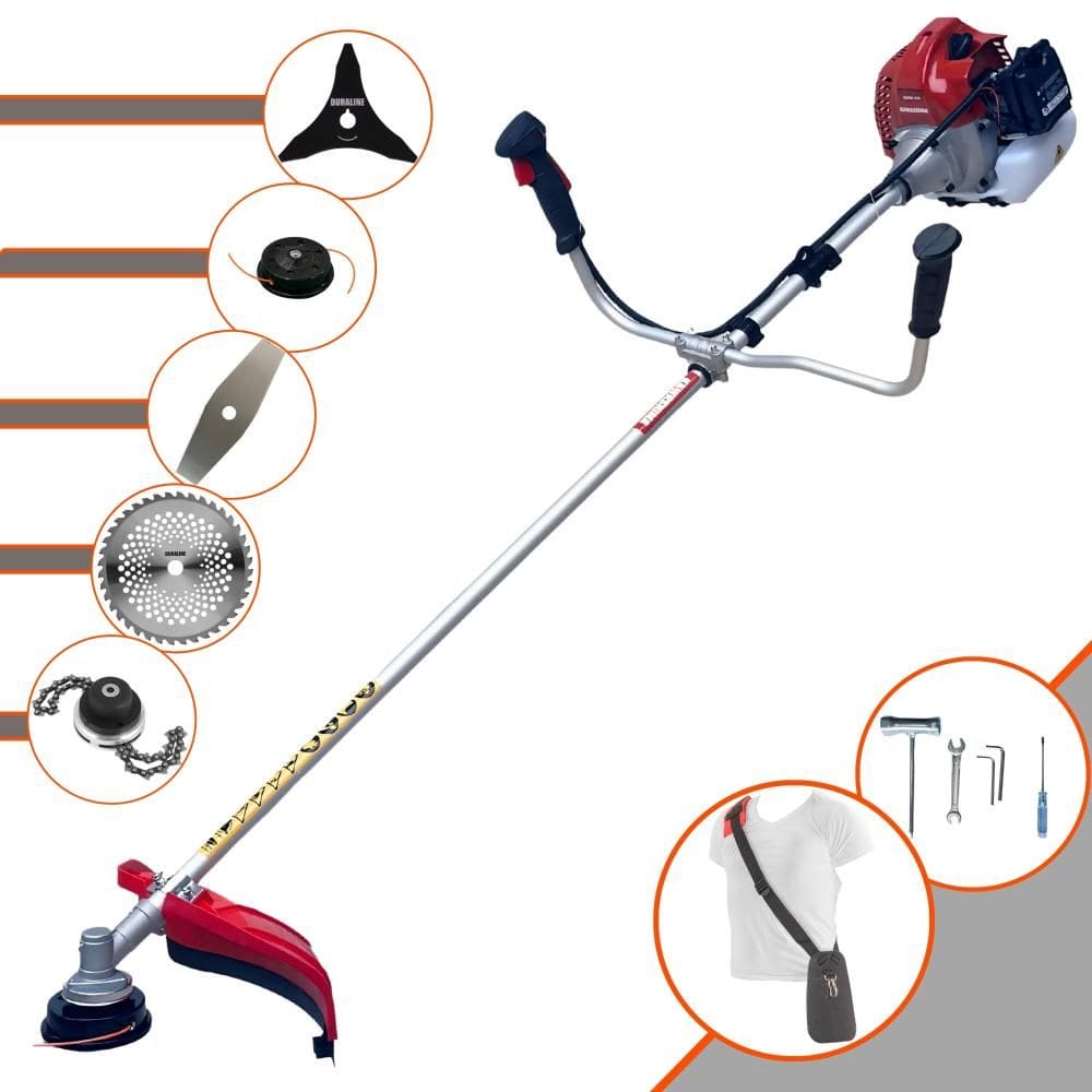 Roçadeira Robusta Kawashima BCJ431-L À Gasolina 43cc 1,7HP 10.000rpm Com Carretel + Faca 2 Pontas + Faca 3 Pontas + Faca 40 Dentes de Vídea + Trimmer