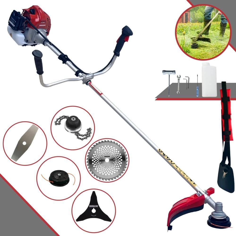 Podador de Cortar Grama Kawashima BCJ431-L À Gasolina 2T 1,7HP 43cc Com Lâmina Facão + Lâmina 3 Pontas + Disco 40 Dentes + Trimmer + Carretel de Nylon