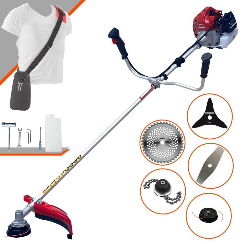 Roçadeira Lateral Kawashima BCJ431L À Gasolina 43cc 1,7HP Alta Rotação Para Todos os Tipos de Trabalho Com Carretel Nylon + Kit de 4 Lâminas de Cortes