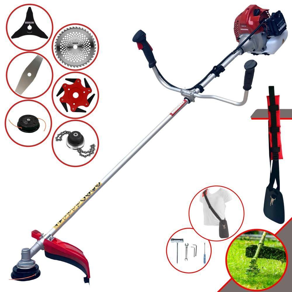 Roçadeira Lateral Kawashima BCJ431L À Gasolina 43cc 1,7HP C/ Carretel + Faca 2 Pontas + Faca 3 Pontas + Faca 6 Pontas + Faca 40 Dentes Vídea + Trimmer
