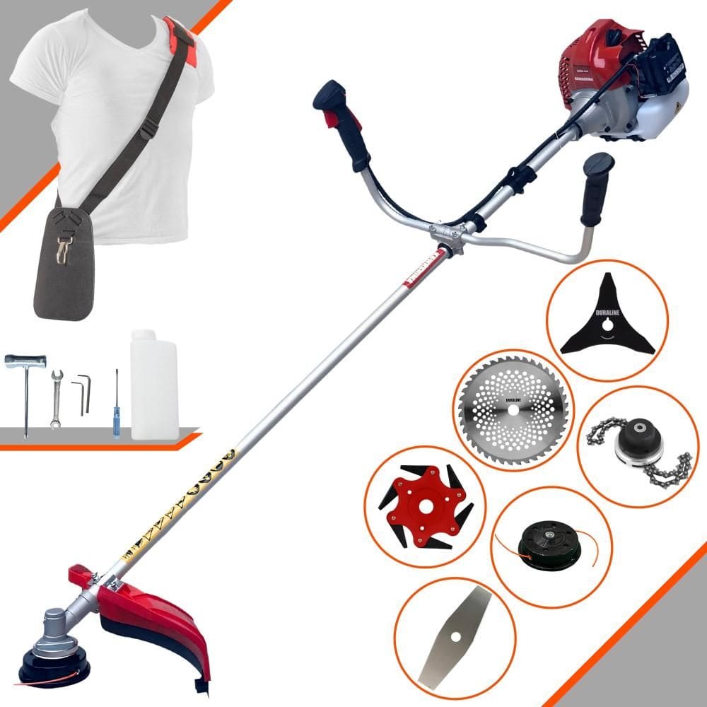Roçadeira Robusta Kawashima BCJ431L À Gasolina 43cc 1,7HP Alta Rotação Para Todos os Tipos de Trabalho Com Carretel Nylon + Kit de 5 Lâminas de Cortes
