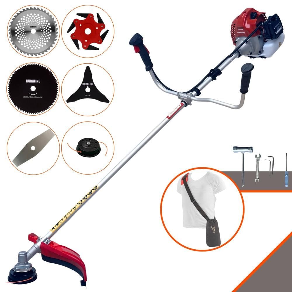 Máquina de Corta Grama Kawashima BCJ431L À Gasolina 43cc 1,7HP 10.000rpm Multifunções Profissional Completa Com Carretel de Nylon + 5 Lâminas de Corte