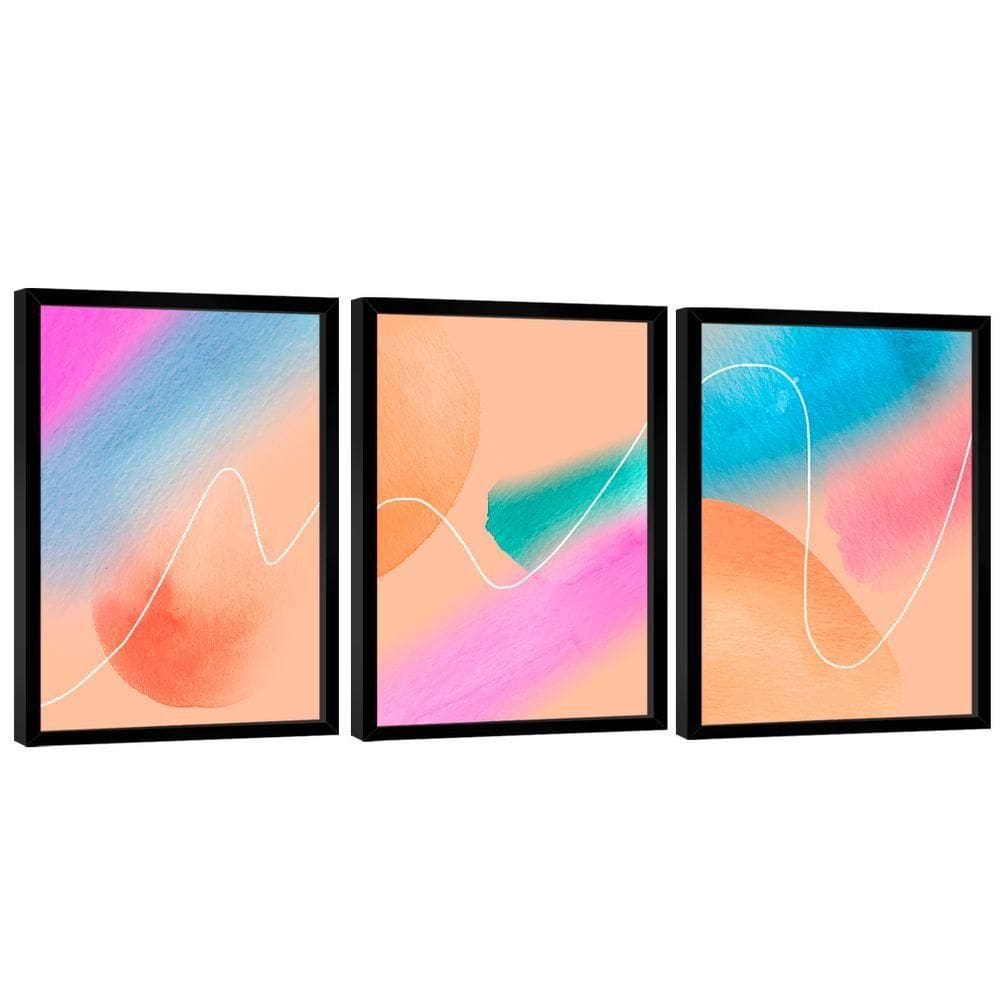 Quadro Decorativo Trio Abstrato Pintura Colorida