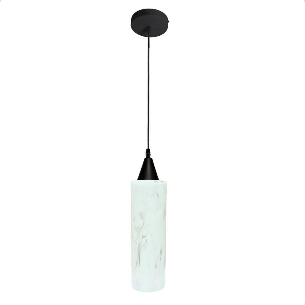 Lustre Pendente Taschibra Anne Murano Leitoso Transparente E27 Bivolt Preto