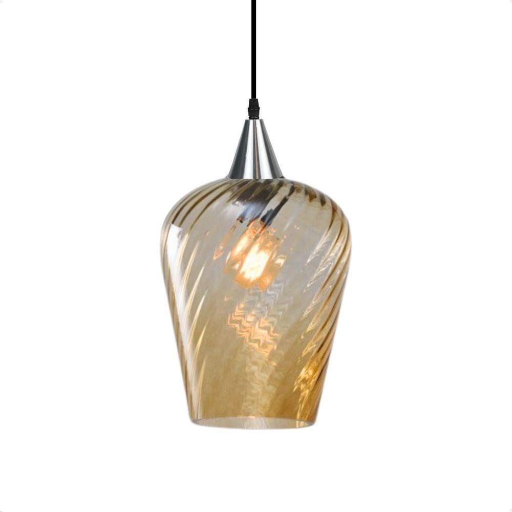 Lustre Pendente Taschibra Monalisa G Rigato âmbar E27 Bivolt Prata