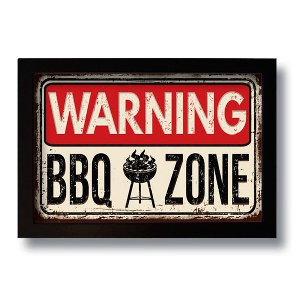Quadro Decorativo Vintage Bbq Zone Churrasco 33x43 Cm