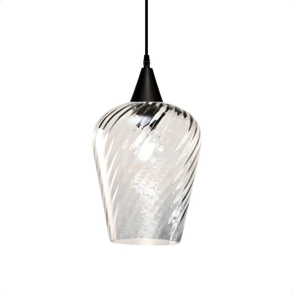 Lustre Pendente Taschibra Monalisa G Rigato Transparente E27 Bivolt Preto