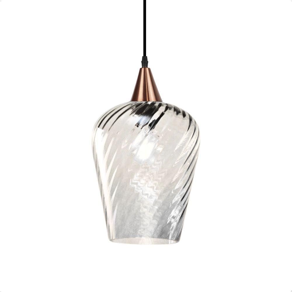 Lustre Pendente Taschibra Monalisa G Rigato Transparente E27 Bivolt Cobre