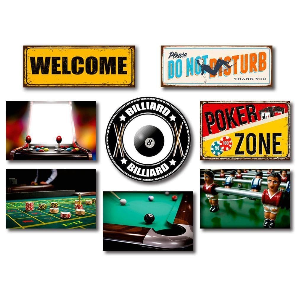 Kit 8 Placas Decorativas Jogos E Frases Mdf