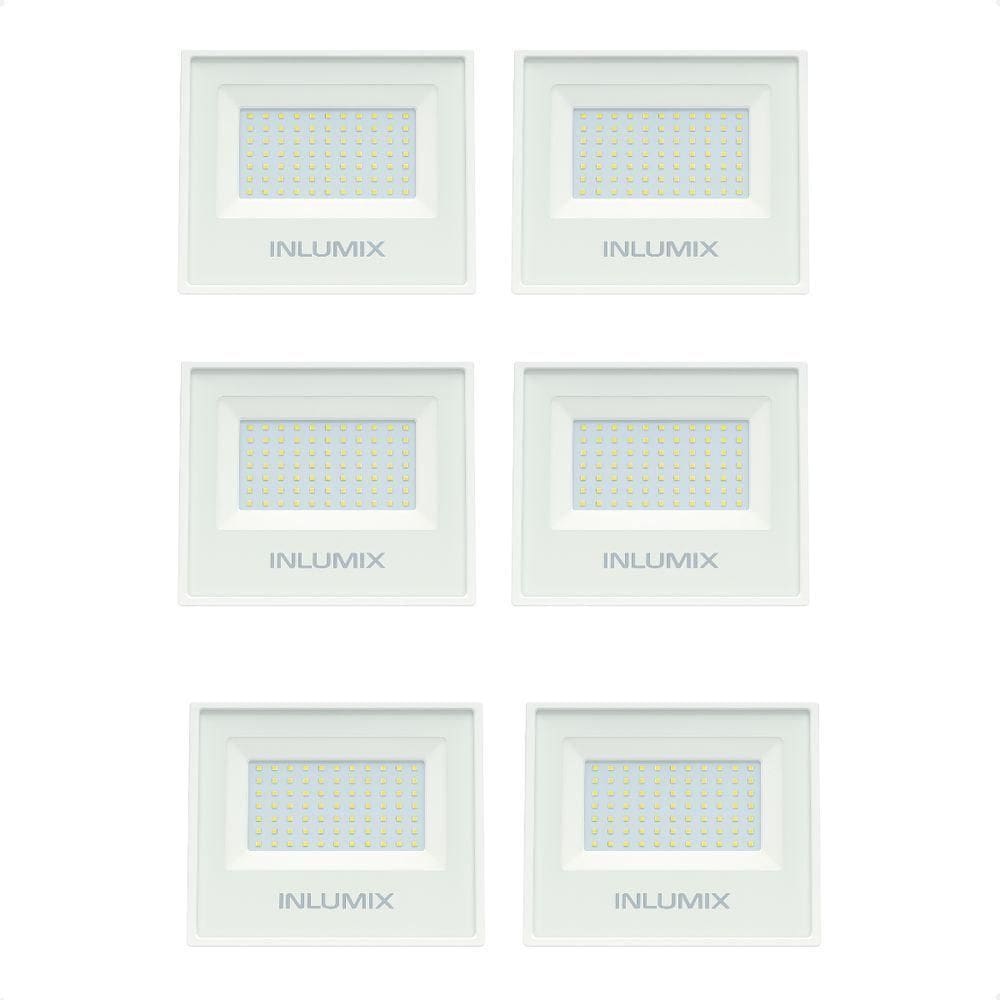 Kit 6 Refletor Holofote De Led 50w Branco Frio 6500k Branco 110/220v