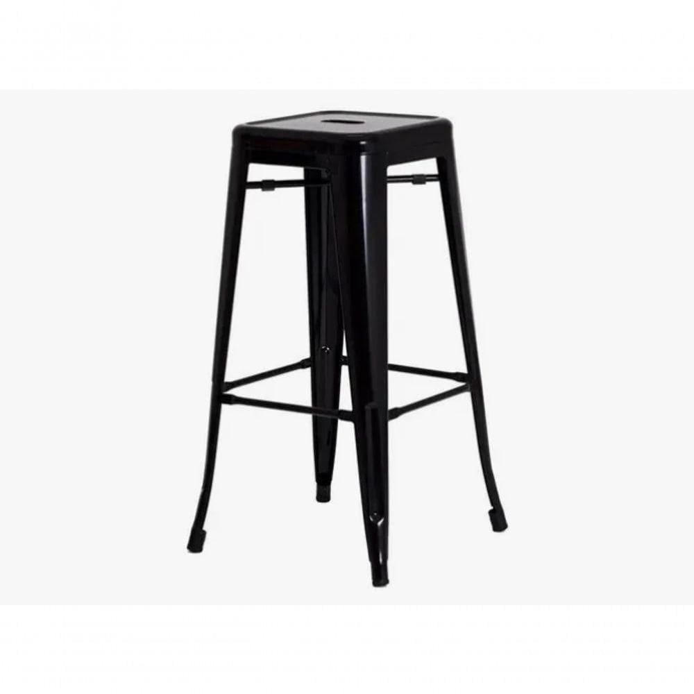Banquetas Iron Tolix 76cm Pretas, Altas, Empilháveis, Design Industrial Para Bar E Cozinha