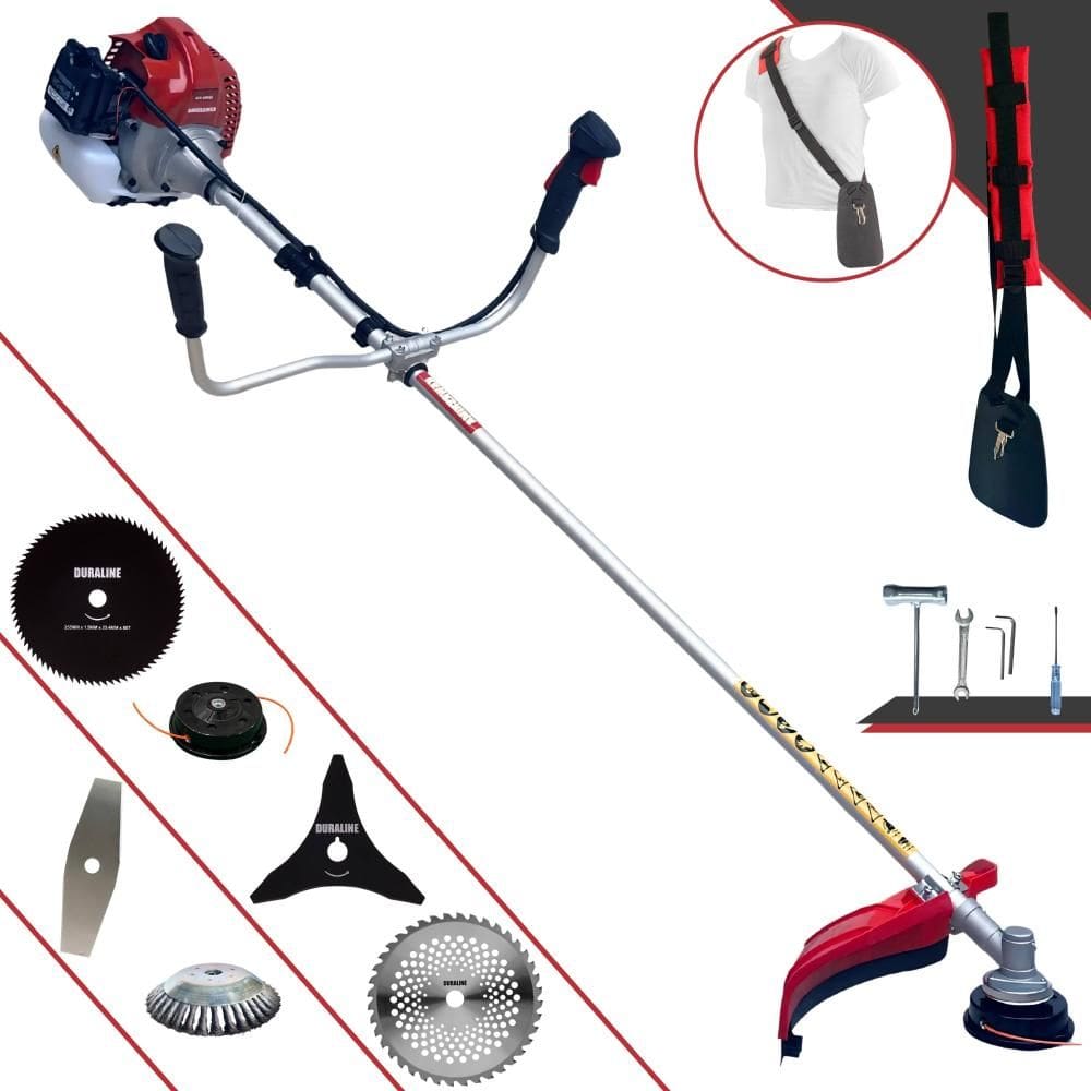 Roçadeira Multifunções Kawashima BCJ431L À Gasolina 43cc 1,7HP 10.000rpm Com Carretel + Kit 4 Lâminas de Cortes + Escova de Aço Para Pavers e Calçadas