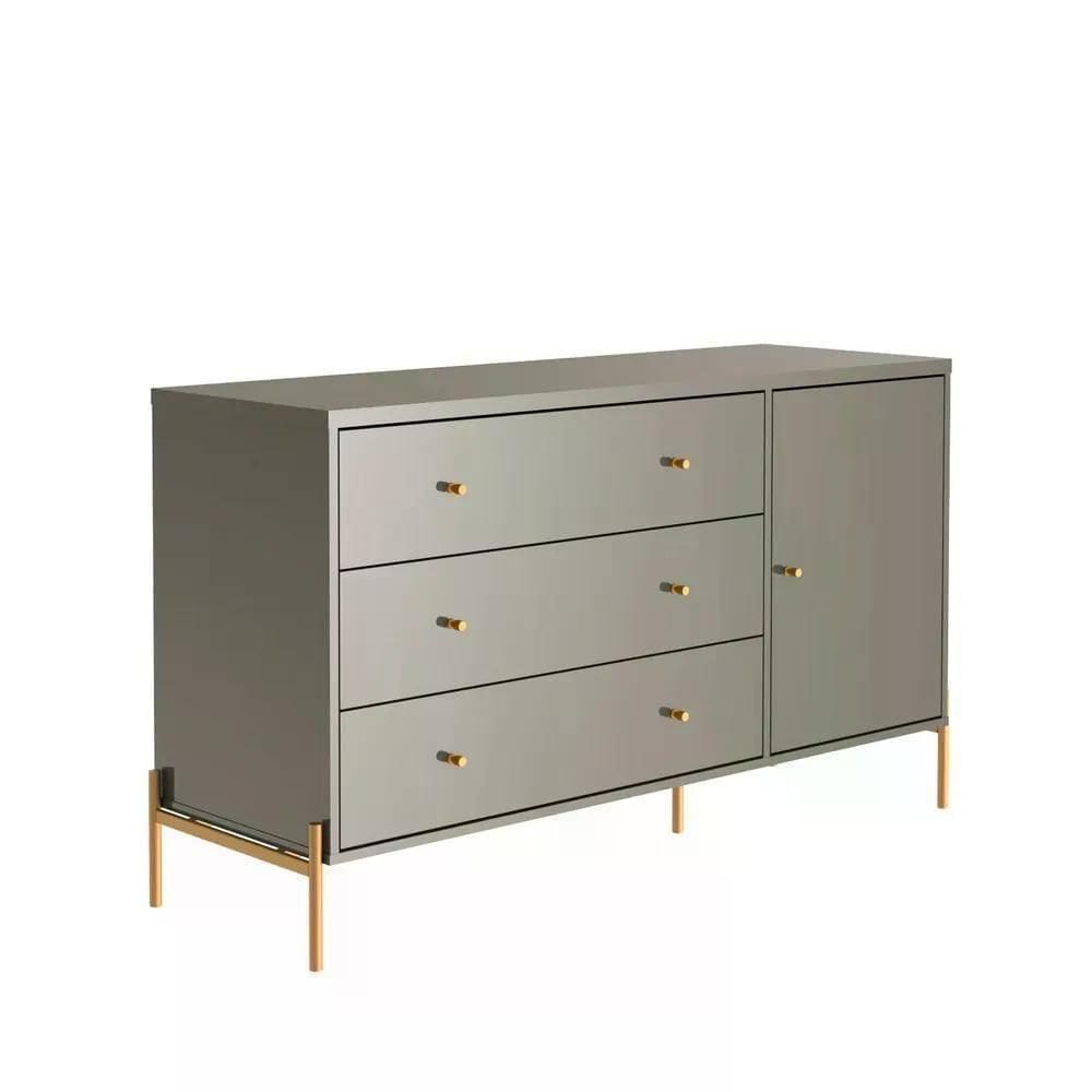 Cômoda 3 Gavetas 1 Porta Jasper Cinza 138 Cm