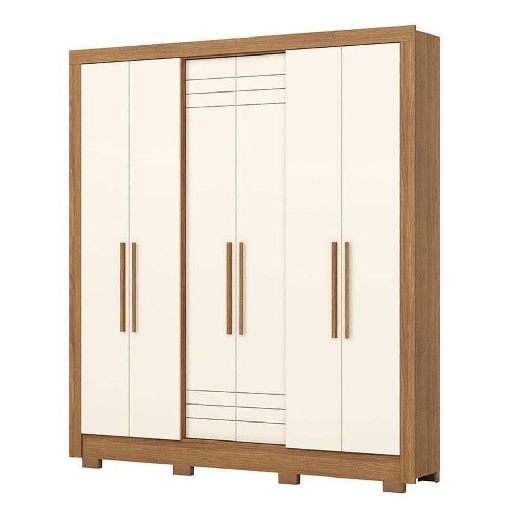 Guarda Roupa Casal B366 Nature Off White Henn - Briz Móveis