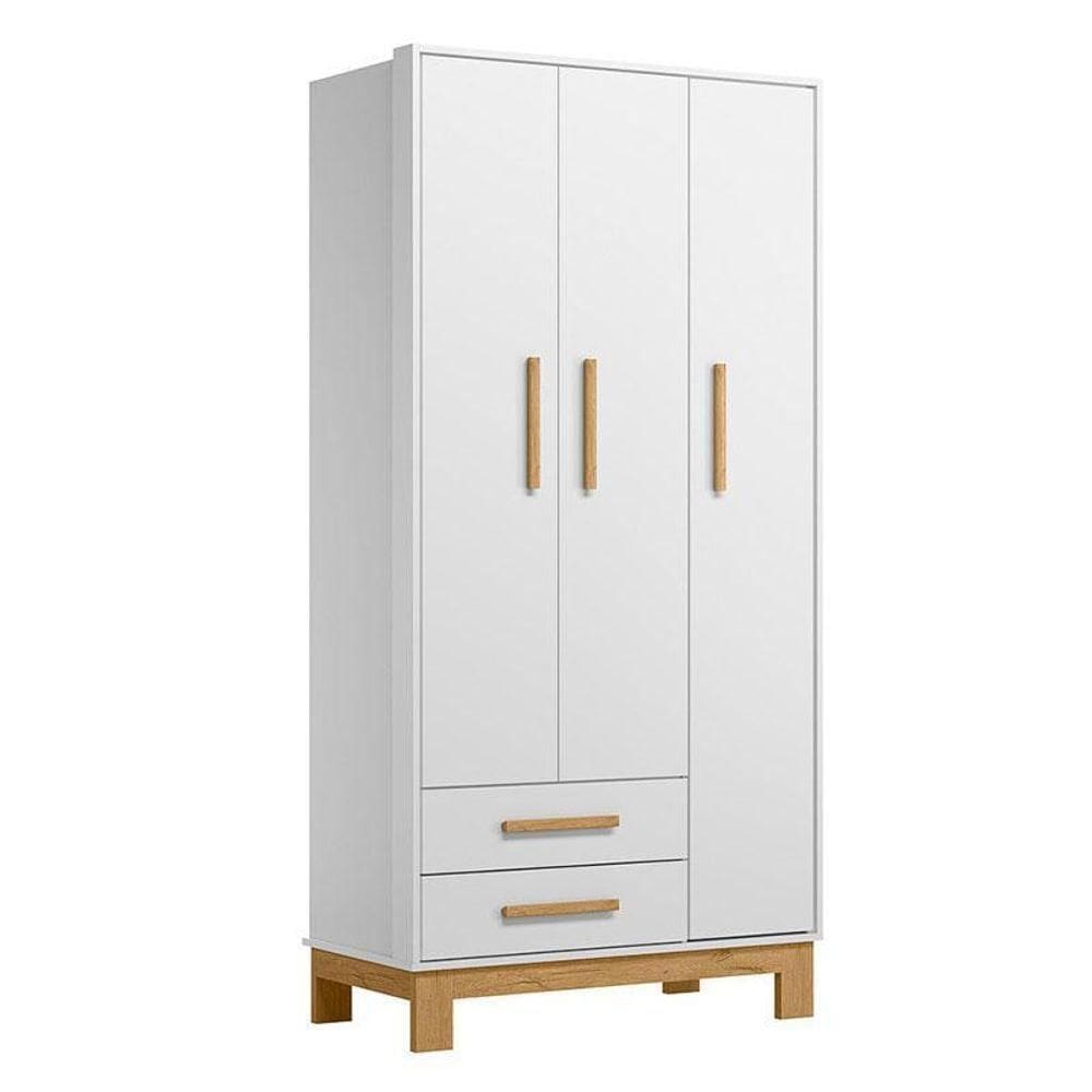 Guarda Roupa Infantil Slim 4340 Branco Acetinado - Qmovi