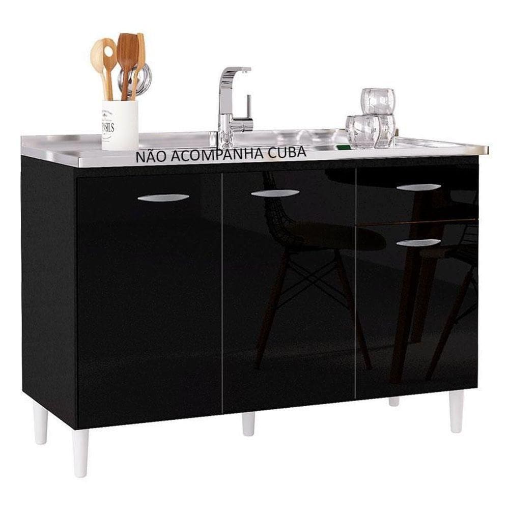 Balcão De Pia 120 Cm Preto – Poquema