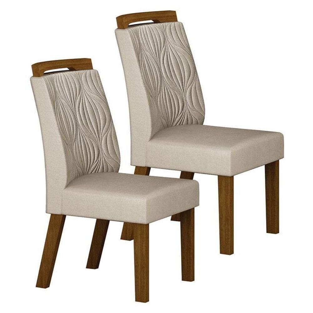 Cadeira Para Mesa De Jantar Ilhéus Mdf Kit 2 Peças Joli Palha – Leifer Móveis
