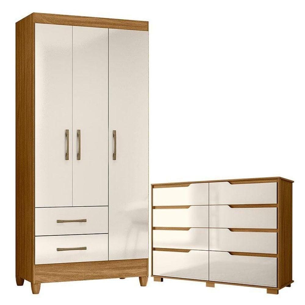 Guarda Roupa Solteiro Lima E Cômoda Georgia Freijó Off White – Moval