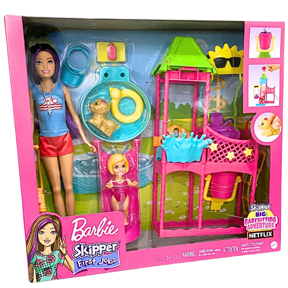 Barbie Skipper Babá Parque Aquático com Boneca e Pets Mattel HKD80