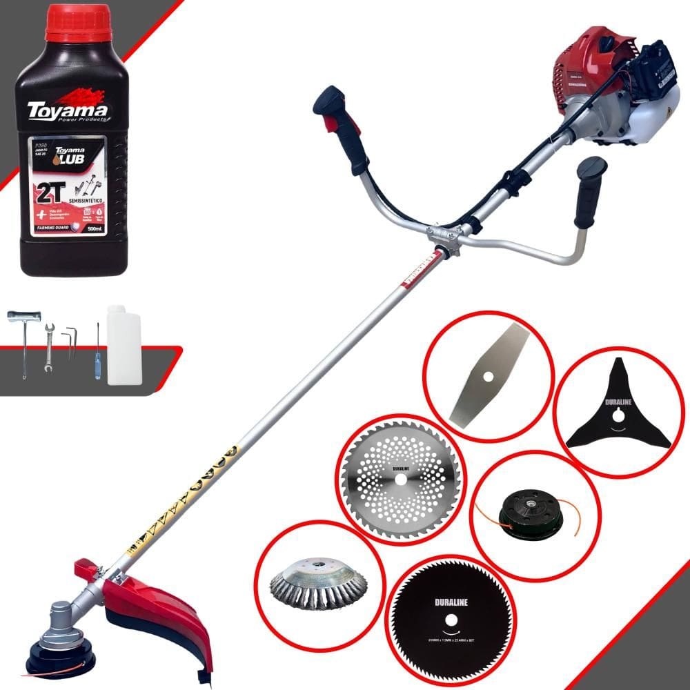 Podador de Grama Multifuncional Kawashima BCJ431-L À Gasolina 43cc 1,7HP de Potência 10.000rpm Motor 2T Roçadeira Completa 6 Em 1 + ÓLEO TOYAMA FG50