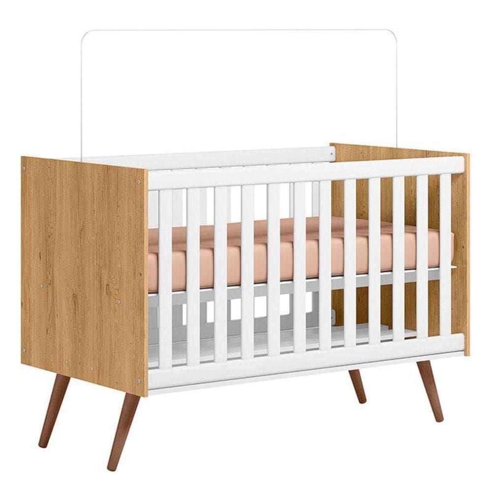 Berço Americano 3820 Retrô Freijó Toq Branco Acetinado - Qmovi