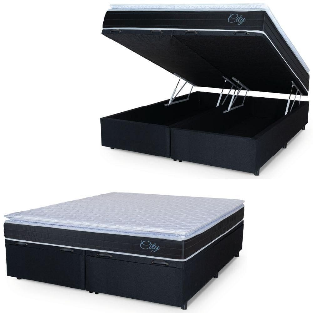 Cama Box Baú Casal King Colchão Com Molas Ensacadas