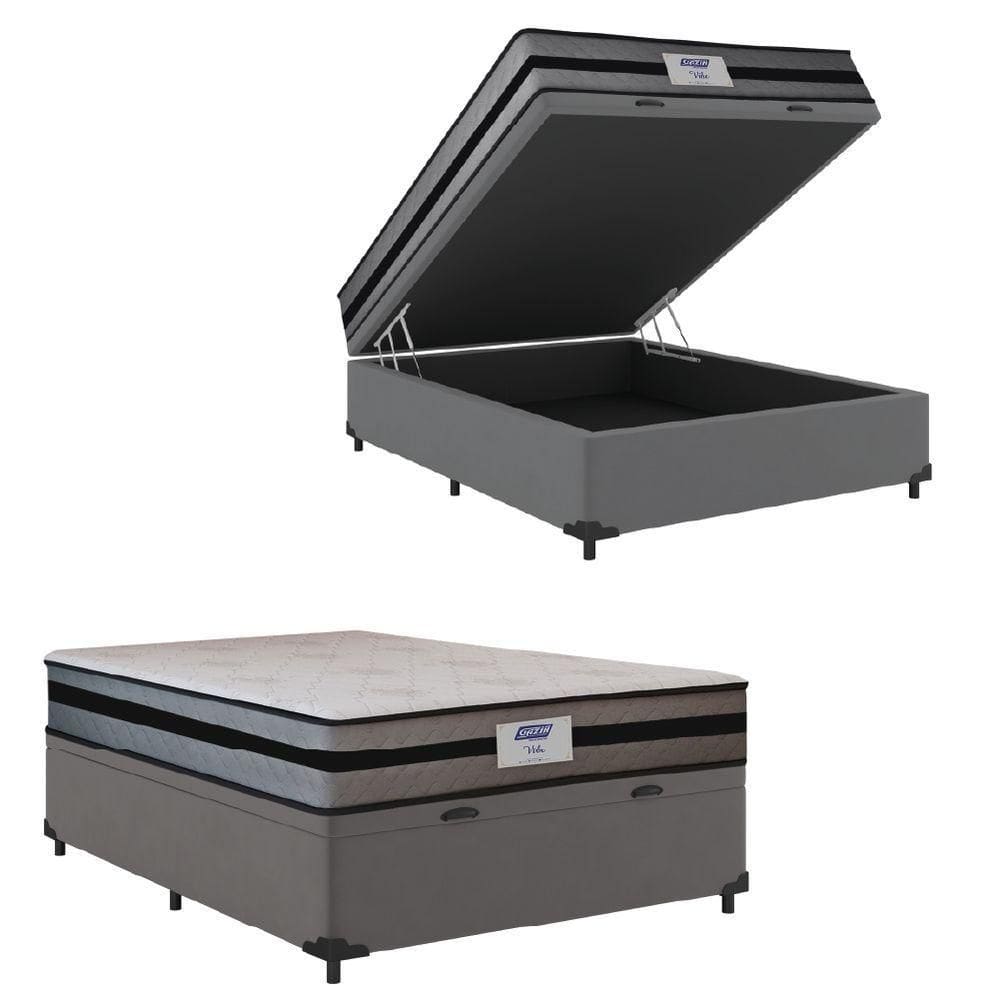 Cama Box Baú Casal Gazin Colchão Com Molas Ensacadas Vibe