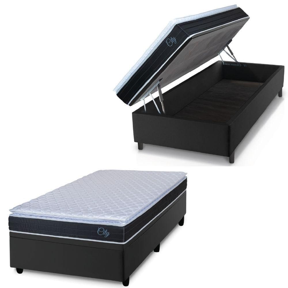 Cama Box Baú Solteiro Colchão Com Molas Ensacadas