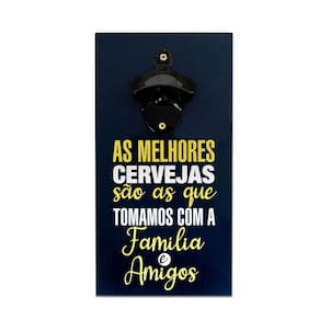 Abridor Garrafas Parede Cerveja Amigos Mdf Com Imã 25x13 Cm