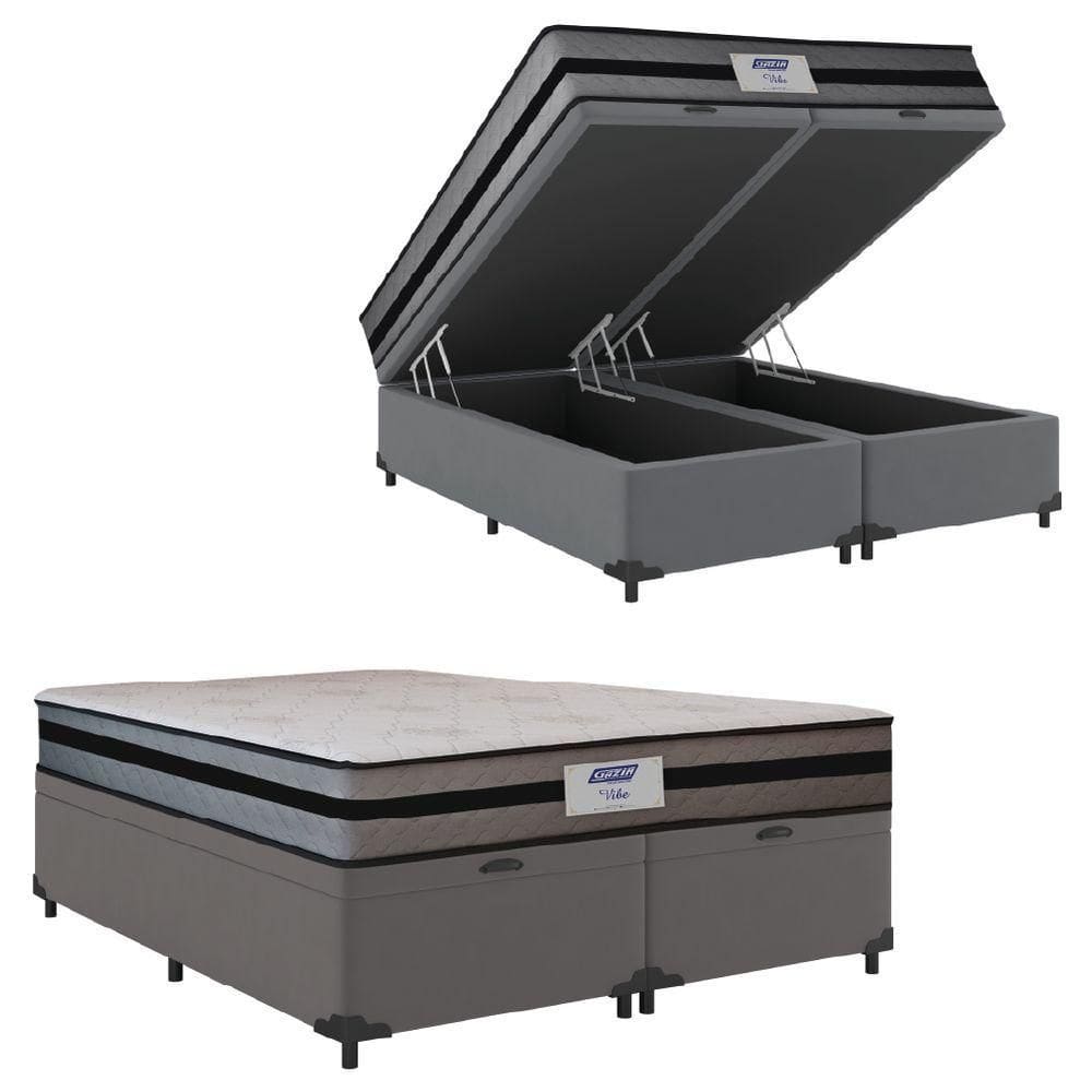 Cama Box Baú Casal Queen Colchão Gazin Com Molas Ensacadas