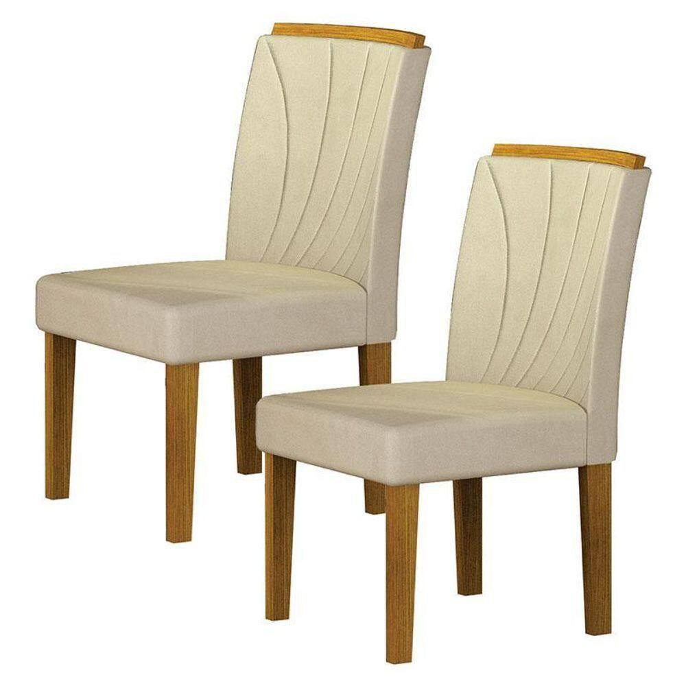 Cadeira Para Mesa De Jantar Lorena Plus Mdf Kit 2 Peças Freijó Joli Palha - Leifer Móveis